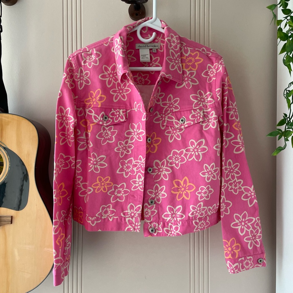 Pink Denim Blazer Size Large David Brooks